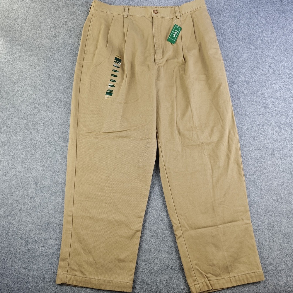LL Bean Double L Flannel Lined Chino Pants Mens 38x29 Pleated NWT Comfort Waist